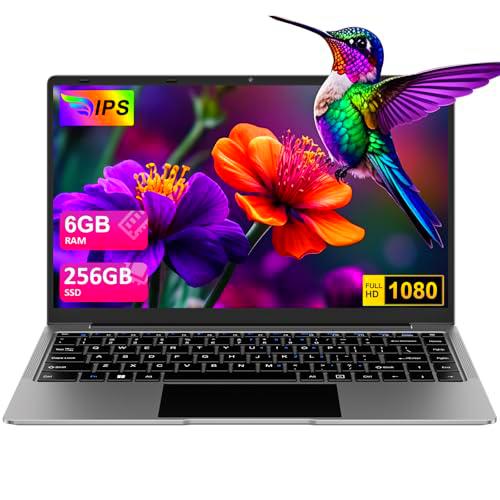 Ordenador Portátil Win11 14" 256GB SSD Soporte 1TB SSD Expansión portatil 2.4G+5G WiFi BT4.2 Mini Puerto Multimedi 1920x1080 FHD con Ratón Inalámbrico y Teclado Español Membrana