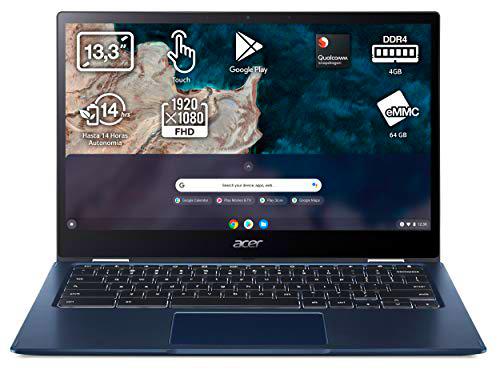 Acer Chromebook Spin 513 CP513-1H - Ordenador Portátil táctil convertbiel 13.3" FullHD (Qualcomm Snapdragon SC7180
