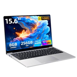 Ordenador Portátil 15,6 Pulgadas, Celeron N4000 procesador 8 GB RAM LPDDR4 256 GB SSD Laptop