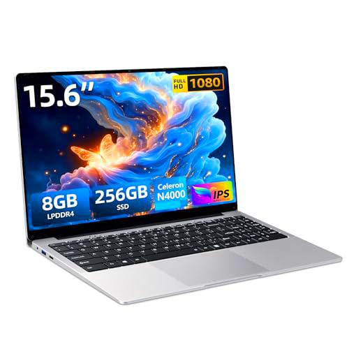 Ordenador Portátil 15,6 Pulgadas, Celeron N4000 procesador 8 GB RAM LPDDR4 256 GB SSD Laptop