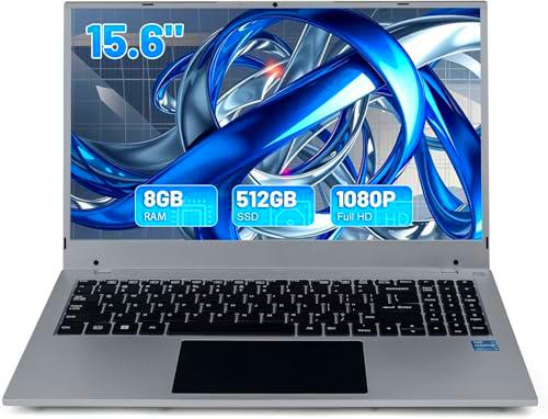 Hcjip Ordenador Portátil 15,6 Pulgadas, 8GB DDR4 512GB SSD Laptop