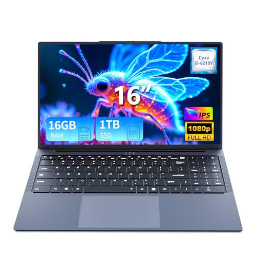 16'' Ordenador Portátil, PC Portatil Core i5 8210Y up 3.6GHz Procesador 16GB RAM 1TB SSD WIN11 Computadora portátil 1920*1200 IPS