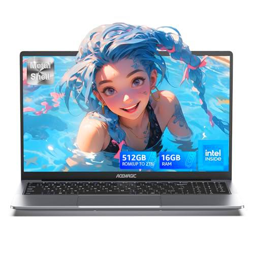 ACEMAGIC 2025 Ordenador Portatil 15,6 Pulgadas N150 (Supera al Celeron) UHD Graphics Portátil 16GB RAM 512GB SSD Extensiones 2TB DDR4 Laptop Carcasa Metálica,3*Usb3.2,BT5.2,HDMI,5000mAh