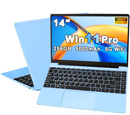 Ordenador Portatil Celeron N4020 Up to 2.8Ghz, Ordenadores Portatiles 14 Pulgadas Win 11 con 5G WiFi 6+256GB SSD Expansión 1TB