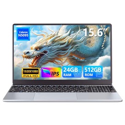 Ordenador Portátil 15.6 pulgadas, 24GB RAM 512GB SSD Celeron N5095