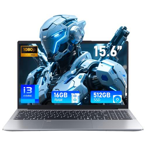 FUNYET Ordenador Portátil 15.6 Pulgadas i3-1025G1 Core 3.4GHz 16 GB RAM 512 GB SSD Laptop con Win 11 FHD 1920x1080 WIFI 5 BT 5.0 USB 3.0 HDMI RJ45 Typc-C All Function Teclado Retroiluminado 180 Grados