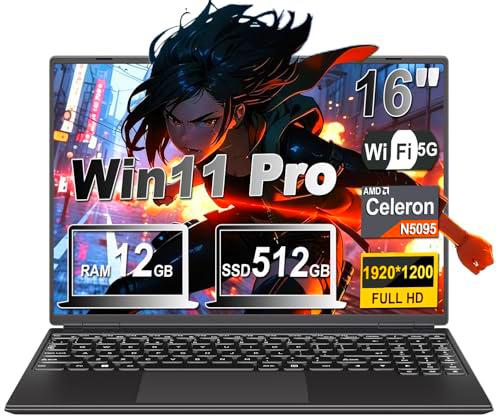 Ordenador Portátil 16 Pulgadas 12+512GB SSD Expansión 1TB