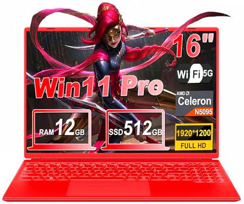 Ordenador Portátil 16 Pulgadas 12+512GB SSD Expansión 1TB