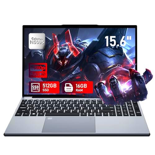 Ordenador Portátil 15.6 pulgadas, 16GB RAM 512GB SSD Procesador N5095 Gráficos UHD PC Portatil