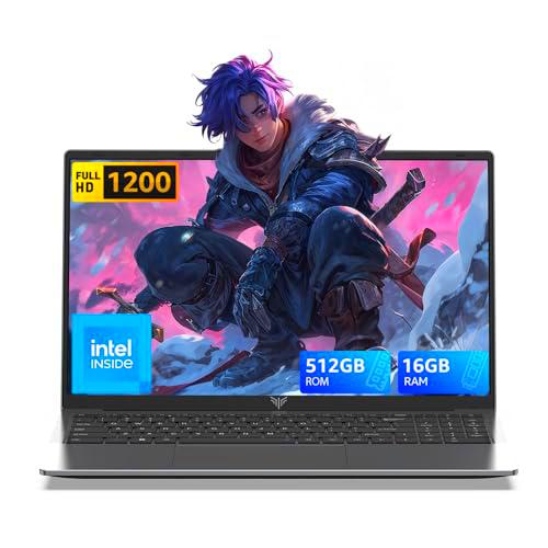 Tivique Ordenador Portátil 16 Pulgadas Full HD 16GB DDR4 512GB SSD Ampliable hasta 2TB