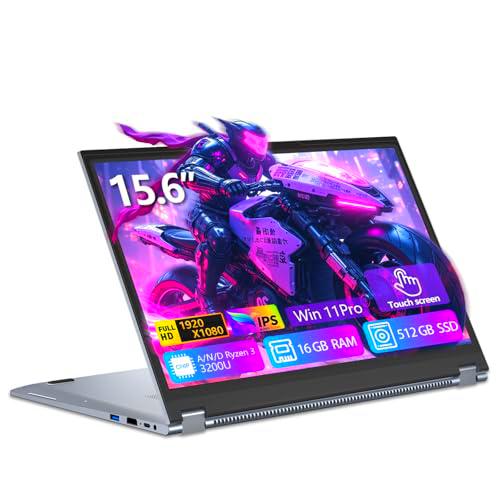 15,6" Ordenador Portátil 2 en 1, PC Portátil AND Ryzen 3 3200U CPU