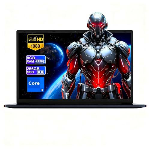 PINSTONE - Ordenador portátil Core i7 (up to 3,1 GHz) 14,1 pulgadas FHD IPS Computer 8GB RAM 256GB SSD Laptop PC WiFi5 Bluetooth4.2 USB3.0 * 3 PC portátil interfaz Ethernet puerto HDMI duración 4500