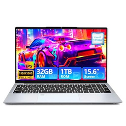 Moacreto Ordenador Portátil 15,6 Pulgadas, Core i7-1195G7 CPU 32GB RAM SSD 1TB gráficos Iris Xe