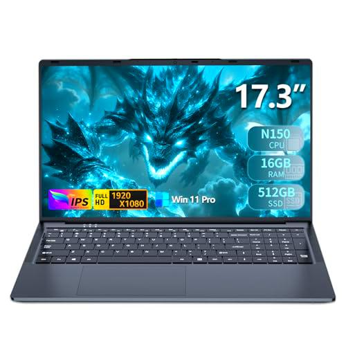 Xrenbuw 17,3 Inch Ordenador Portátil, Win 11 PC Portatil 16GB DDR4 512GB SSD