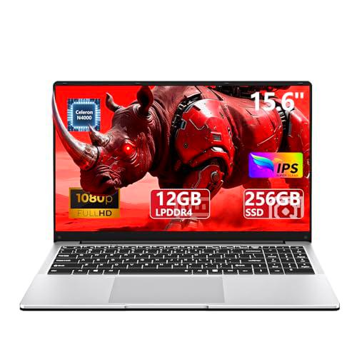 Ordenador Portáti de 15,6 pulgadas Celeron N4000, PC Portátil 12GB RAM LPDDR4 256GB SSD FHD 1920 x 1080