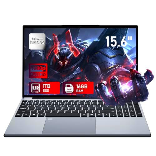 Ordenador Portátil 15.6 pulgadas, 16GB RAM 1TB SSD Procesador N5095 Gráficos UHD PC Portatil