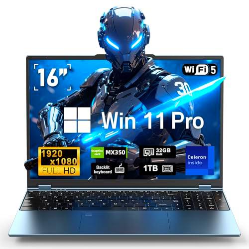 FUNYET Portátil Gaming de 16 Pulgadas, 2025 Gráficos Discretos GeForce MX350 Gaming Laptop