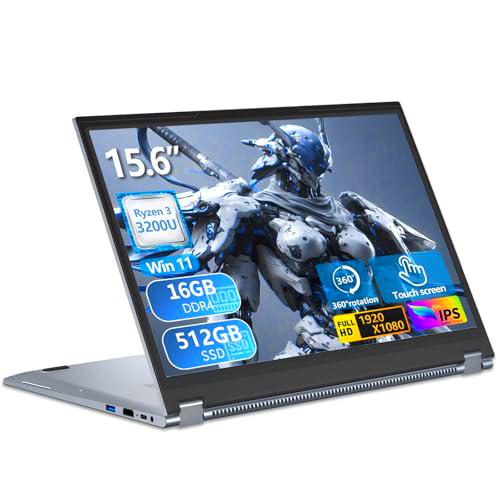 15,6 Pulgadas Ordenador Portátil Pantalla Táctil 2 en 1