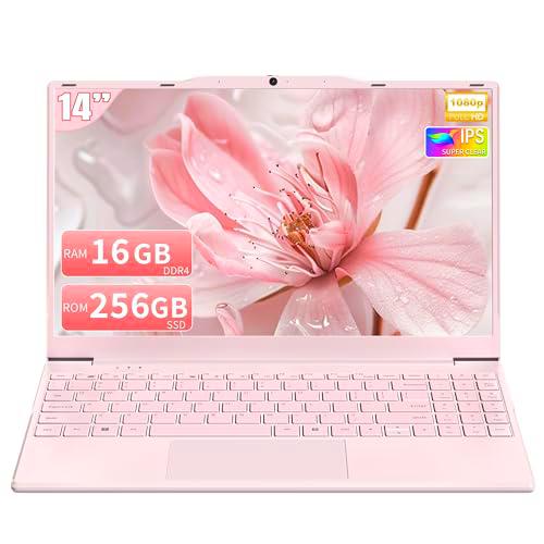 Ordenador portátil de 14 pulgadas, color rosa pastel
