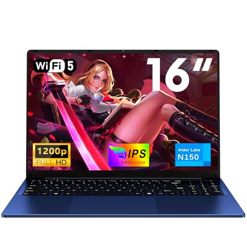 NAIKLULU 16 Pulgadas Portatil Computadora, Processor N150 (1,2 a 3,6GHz) RAM 16GB SSD 512GB 13th Gen Twin Lake Ordenador Pc Portatil Laptop 2025