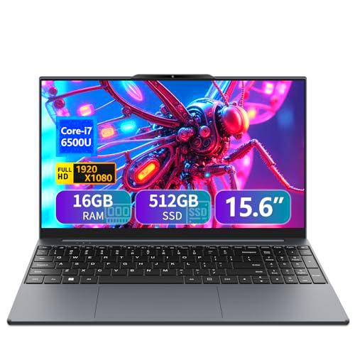 DIAKUOE Ordenador Portátil 15,6 Pulgadas, PC Portatil Core i7 6500U CPU,16GB RAM 512GB SSD