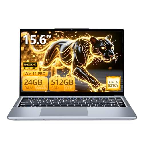 DIAKUOE Ordenador Portátil 15,6 Pulgadas, Portátil Core I5-8210Y CPU,PC Portatil 24GB RAM 512GB SSD