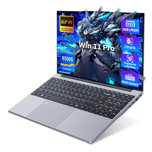 PC Portátil Win 11, 15.6 Pulgadas Ordenador Portatil 16Go LPDDR4 RAM 1To SSD