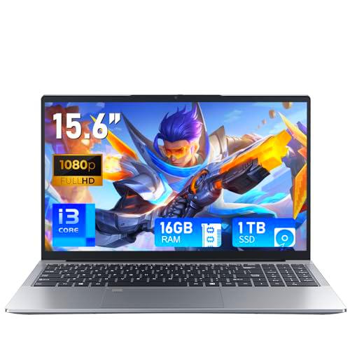 FUNYET 2025 Ordenador Portátil 15.6 Pulgadas i3-1025G1 Core 3.4GHz 16 GB RAM 1 TB SSD Laptop con Win 11 FHD 1920x1080 WiFi 5 BT 5.0 USB 3.0 HDMI RJ45 Typc-C All Function Teclado Retroiluminado