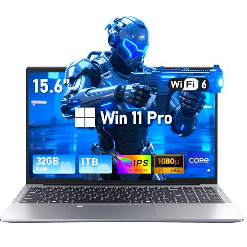 FUNYET Ordenador Portátil i9-11900H Procesador 8 Cores 15.6 Pulgadas Gaming Laptop 32 GB DDR4 1 TB SSD IPS 1920x1080 Win 11 con RJ45 Type-C WiFi 6 BT 5.2 USB 3.0 Teclado Retroiluminado
