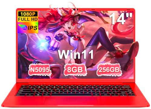 Ordenador Portátil 14 Pulgadas Celeron N5095 Upto 2,9 GHz Portatiles 8GB RAM 256GB SSD TF 1TB LPDDR4 Win11 5G WiFi 1920*1080 FHD mini HDMl Laptop Película Protectora Español