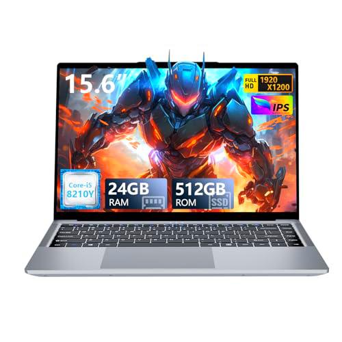 Ordenador Portátil Ultraligero 15.6" FHD Core i5-8210Y (hasta 3.6GHz) 24GB RAM 512GB SSD + Ampliable a 1TB WiFi 5 Bluetooth 5.0 HDMI Bisagra 180º Win 11 Pro deal para Estudiantes Teletrabajo y Oficina
