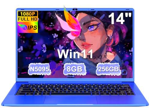 Ordenador Portátil 14 Pulgadas Celeron N5095 Upto 2,9 GHz Portatiles 8GB RAM 256GB SSD TF 1TB LPDDR4 Win11 5G WiFi 1920*1080 FHD mini HDMl Laptop Película Protectora Español