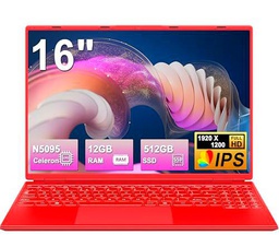 NOTODD - Ordenador portátil de 16 pulgadas, 4 núcleos Win11 Celeron N5095 (hasta 2,9 GHz) 12+512GB SSD Soporte de extensión 1TB,PC portátil con 5G WiFi 1920x1200 BT4.2 Ratón inalámbrico y teclado
