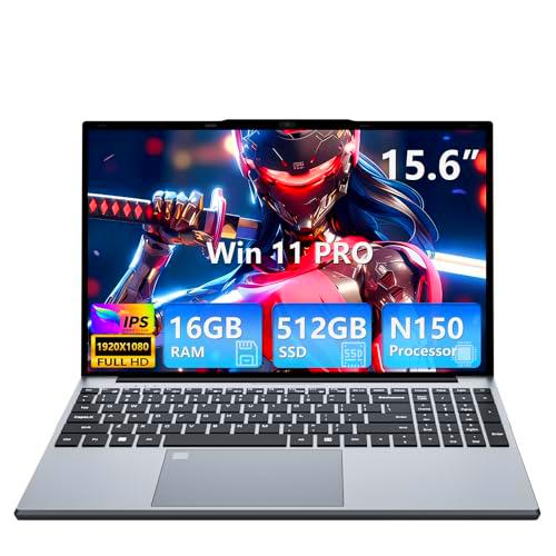 15,6 Inch Ordenador Portátil 13.ª Gen N150,16GB DDR4 SSD 512GB,Win 11 PC Portátil Pantalla 1920 x 1080P
