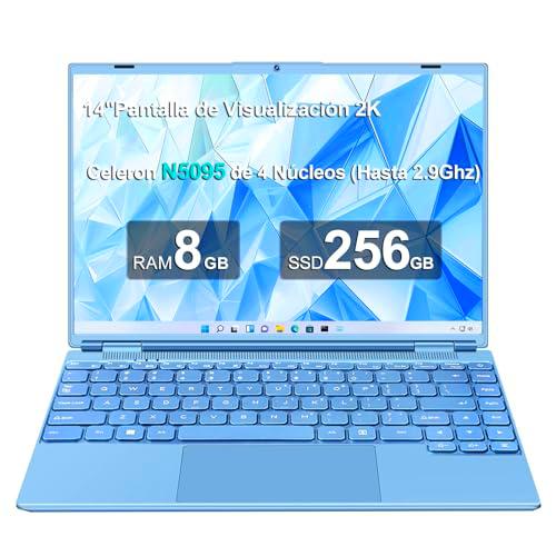 NOTODD Ordenador Portátil 14 Pulgadas 8GB RAM 256GB SSD 1TB Expand Celeron N5095 (hasta 2.9Ghz)-Azul