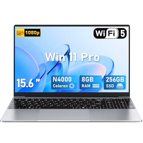 FUNYET Ordenador Portátil 15.6 Pulgadas,Win 11 Portátil LPDDR4 8GB RAM 256GB SSD TF 1TB FHD 1920x1080 Celeron N4000 PC Laptop 2.4G+5G WiFi BT 5.0 USB 3.0 Mini-HD Mini Puerto Multimedia