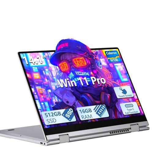 Ordenador Portátil 2 en 1,16GB DDR4 512GB SSD,Celeron N100