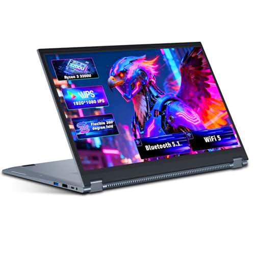 YOZISUAN 15,6" Ordenador Portatil, 2 en 1 PC Portatil Ryzen R3-3200U CPU