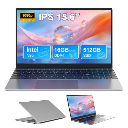 DRIVNEXT PC portátil 15,6 Pulgadas,16 GB DDR4,SSD 512 GB,TF 1 TB,1920 * 1080 FHD,N95 (hasta 3,4 GHz),Win11,5G WiFi/Widevine L1/HDMI/Teclado España Membrana