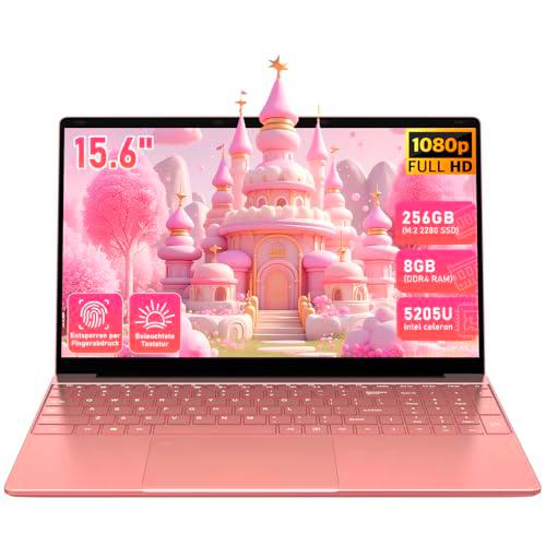 Trygood Ordenador portátil rosa de 15,6 pulgadas, pantalla 1080P FHD