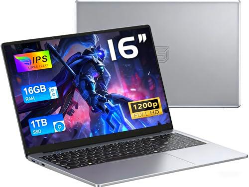 CHIFUYOU Ordenador portátil 16 GB RAM 1 TB SSD Pc portátil empresarial 16 Pulgadas N150 3,6 GHz