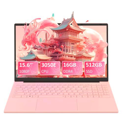 Pryloxen Ordenador portátil de 15,6 pulgadas, color rosa