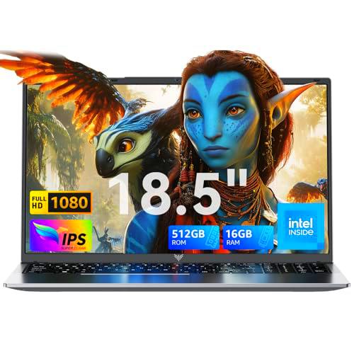 Tivique Ordenador Portátil 18,5 Pulgadas 16GB RAM 512GB SSD hasta 2 TB (Procesador N150,Batería 8000mAh) 1920 x 1080 IPS Full HD