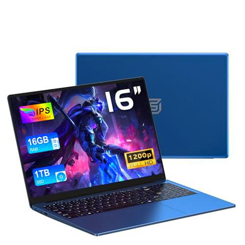 CHIFUYOU Pc portátil 16 GB RAM 1 TB SSD empresarial de 16 Pulgadas Ordenador portátil N150 3,6 GHz
