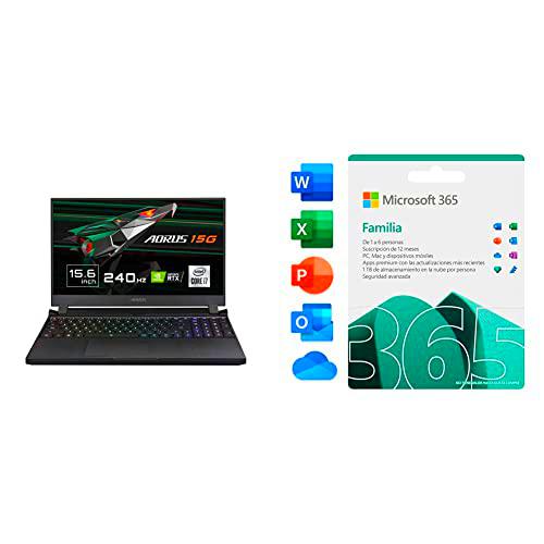Gigabyte AORUS 15G XC - Ordenador portátil de 15.6&quot; FHD 240Hz ( Intel Core i7-10870H + Microsoft 365 Familia | Box