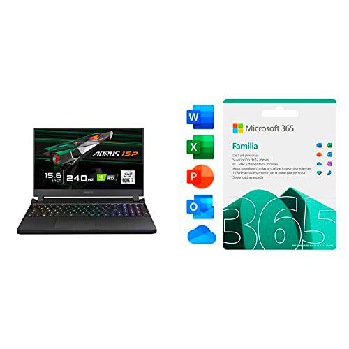 Gigabyte AORUS 15P XC-8ES2430SH - Ordenador portátil de 17.3&quot; FHD 240Hz ( Intel Core + Microsoft 365 Familia | Box