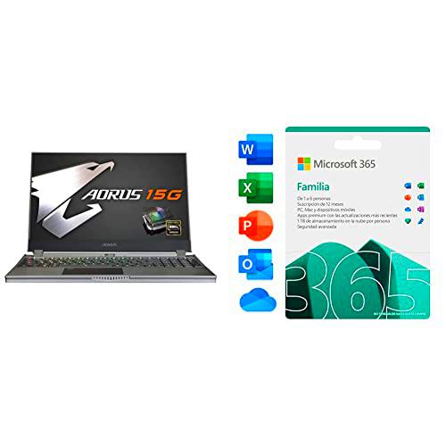 Gigabyte AORUS 15G WB-8ES2130MH - Ordenador portátil Gaming de 15.6" FullHD 240Hz (In + Microsoft 365 Familia | Box