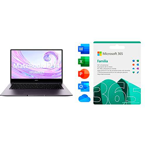 Huawei Matebook D14 - Ordenador Portátil Ultrafino de 14&quot; FullHD (Intel Core i5-10210 + Microsoft 365 Familia | Box