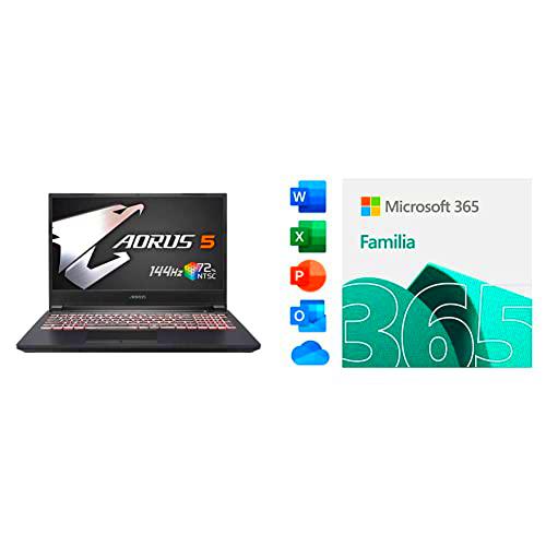 Gigabyte AORUS 5 SB-7ES1130SD - Ordenador portátil de 15.6" FHD 144Hz ( Intel Core i7 + Microsoft 365 Familia | Código de activación