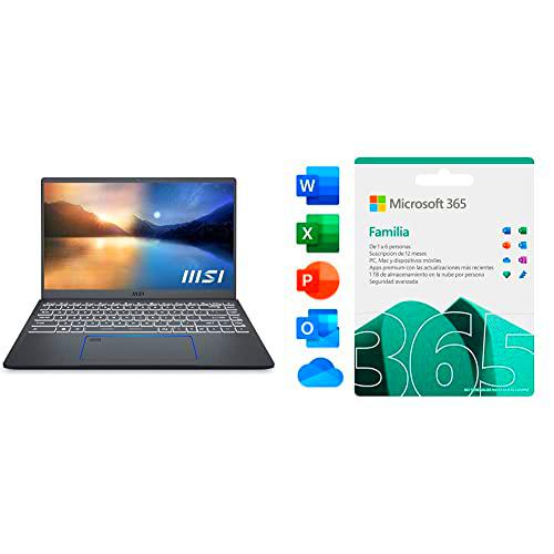 MSI Prestige 14 A11SCS-039ES - Ordenador portátil de 14" FullHD (Intel Core i7-1185G7 + Microsoft 365 Familia | Box